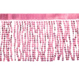 uxcell 5 Yard 6 Inch Sequins Fringe Trim, Sequins Lace Sparkling Fringe Trim Tassel Ribbon for DIY Latin Dance Dress Clothing Sewing Craft Decor (Pink)