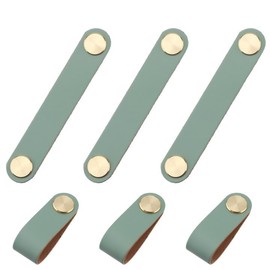 PUCSIQ Pack of 6 13.8 x 2.2 cm Leather Handles Furniture Leather Knob Cabinet Handle Knobs with Screws for Leather Handle for Furniture for Chest of Drawers Wardrobe Kitchen Cabinets
