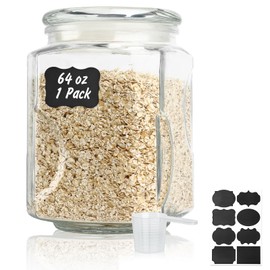 SUROQUE Glass Jars with Lids 64 oz, Airtight Silicone Seal & Non-Slip Design, Large Glass Storage Containers with Lids, Wide-Mouth Storage Containers for Kitchen, Laundry, Pantry & Office, Set of 1