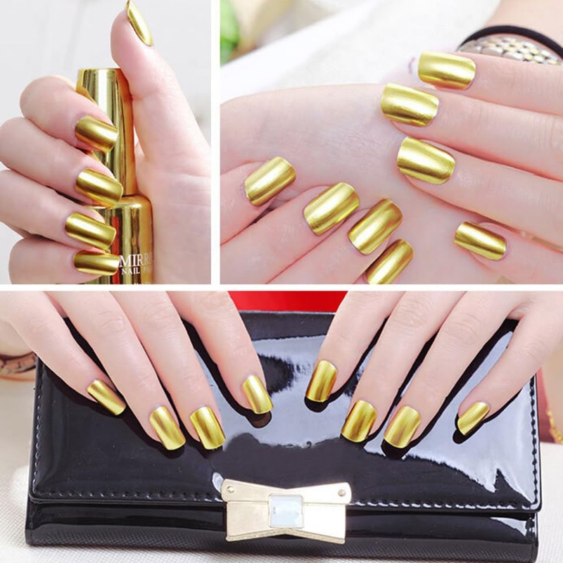Esmalte De Metálico Espejo Dorado Gel Para Barniz Acabado y