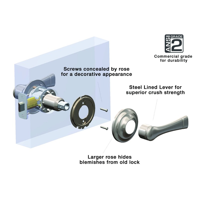 BRINKS - Harper Quick Lock Privacy Door Lever, Satin Nickel