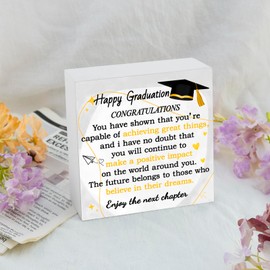 EoffIvan Class Of 2025 Graduation Gifts For Her Him Desk Decor Inspirational Gifts For Women Men Primary Secondary University Masters Degree Graduation Gift Wooden Box Shelf Table Decoration