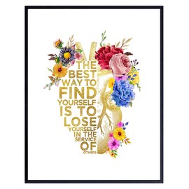 Motivational Gifts For Nurses and Doctors LARGE 11x14 - RN Gifts, Nurse Practitioner Gifts, Nurse Gifts - Heart Anatomy Wall Art - Floral Decor, Medical Office Print - Unframed Inspirational Wall Art