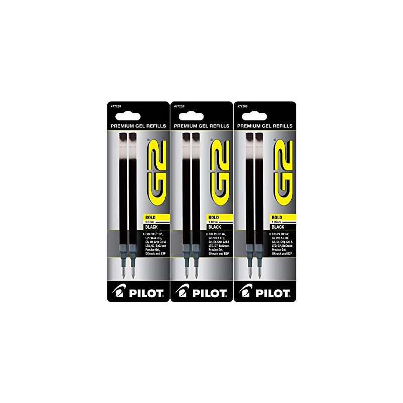 Pilot G2 Gel Ink Pen Refills, Bold Point, 1.0mm, Black