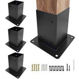 ITeVe.GD Post Anchor Base,Concrete Wood Fence Post Base for 4" x 4"(Actual:3.5" x 3.5") Lumber,Pergola Post Holder for Deck Post,Fence Post,Porchs Post W/Hardware (4Pack)……