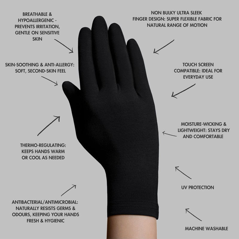 QiEco Soft Bamboo Cotton Kids Gloves for Eczema, Dry Skin