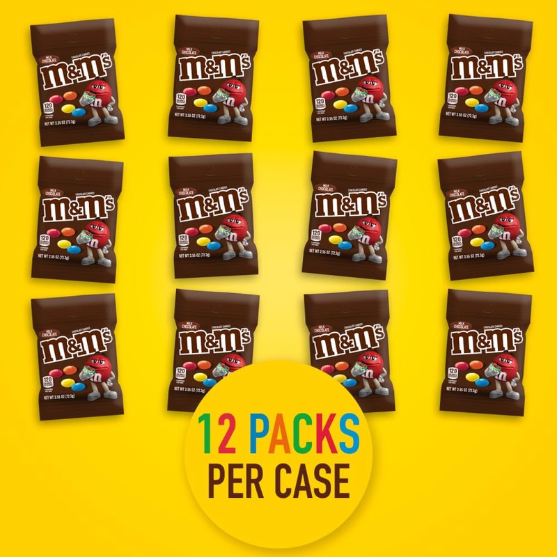 M&M'S Milk Chocolate Candy Peg Bag, 2.55 oz (Pack of