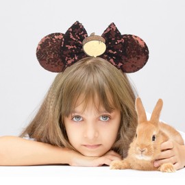 Bianbaistar Newborn Bows for Girls Toddler Hair Bows Brown Hazelnut Elastic Adjustable Headband Mouse Ears Scrunchies Essencial Accessories for Trip Headwear for Women (Brownbow)