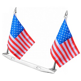 GUAIMI License Plate Flag Mount Double Flag Holder Motorcycle Flags (2X The American Flag)