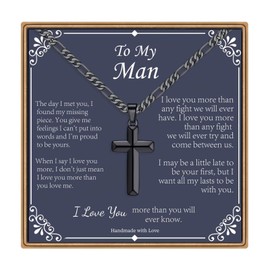 Husband Gifts Husband Cross Necklaces, Black Cross Necklace Jewelry Gifts Fathers Day Christmas Gifts for Husband Anniversary Valentines Day Gifts for Him Men Husband Religious Christian Gifts for Men
