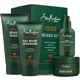 Shea Moisture Complete Beard Kit | All Natural Ingredients | Maracuja Oil & Shea Butter | Beard Balm | Beard Conditioning Oil | Beard Wash | Beard Detangler