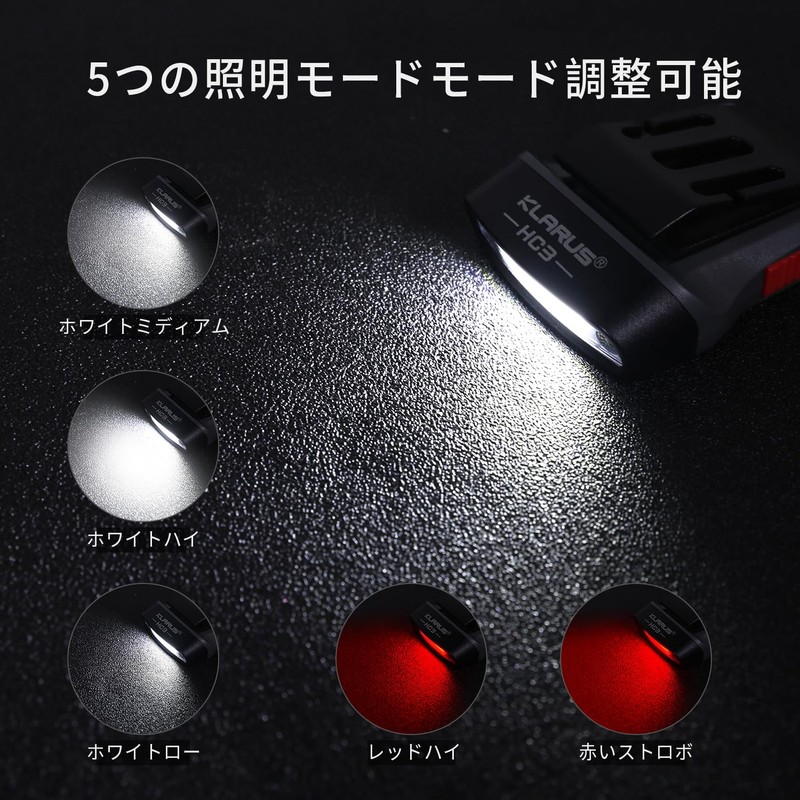 klarus HC3 LED Clip On Cap Light, White and Red