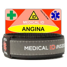 Angina Bracelet. Angina Wristband, Medical ID Inside. Emergency Medical ID Band, Includes Plastic Wallet Card in Case of Emergency. 4 Colours Available (Grey)