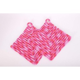 Thick colourful crochet pot holder, approx. 19 x 19 cm