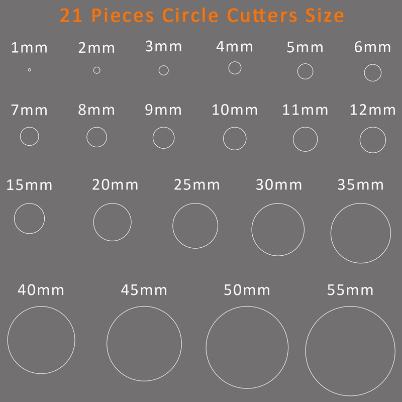 YKSPLUSK Leather Circle Cutter Tool Set, 21 Pieces Circle Punch