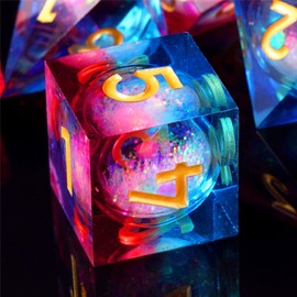 DND Dice Set, 7 Pieces Polyhedral Handmade Resin Liquid Core D&D Dice Set Game Dice for Dungeons and Dragons Pathfinder RPG MTG Pathfinder D4 D6 D8 D10 D% D12 D20