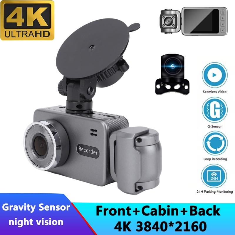 Generic 3 Channel Dash Cam, 4K Dash Cam Front and