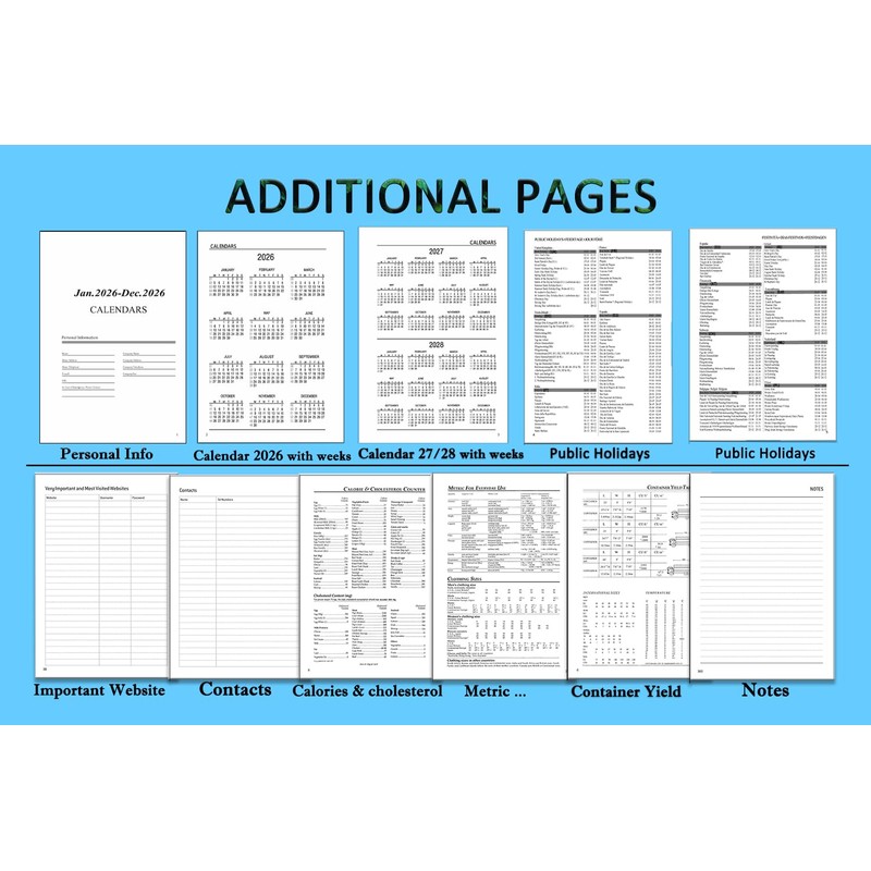 2026 Calendar Insert A5, 6-Hole, 1 Day per Page with