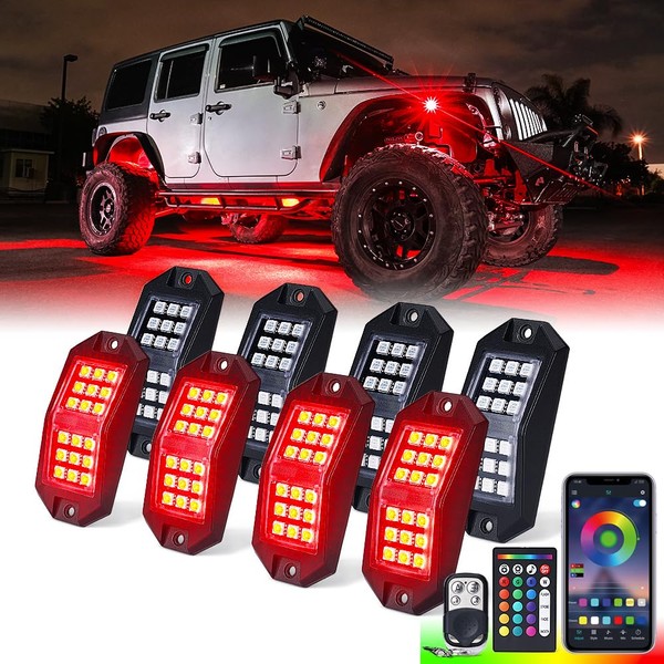 Xprite 8 Pods Rock Lights Wide Angle Bluetooth RGB Rocklights,
