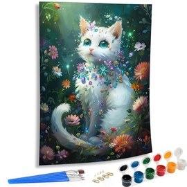 SKRYUIE Paint by Numbers Kits for Adults Cat, Acrylic Oil Animal Paint by Numbers for Adults Beginner Canvas with Brushes Paintwork Art Crafts for Home Decor 16x20 inch x19