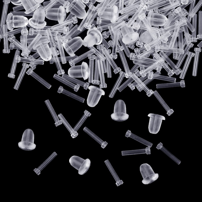 MTLEE 100 Pieces Plastic Earrings Covers for Sensitive Ears, Clear