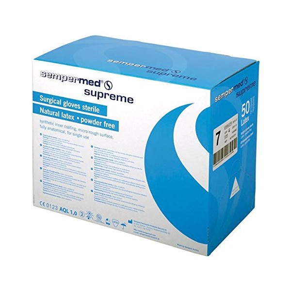 Sempermed 0667 Supreme Surgical Gloves, Medium 7 (Pack of 50)