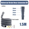 Universal Drain Hose Extension Kit,(Grey) with Connector Clip Clamp, Washing