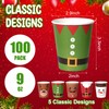 Hallswl 100 Pieces 9 oz Christmas Paper Cups, Xmas Disposable