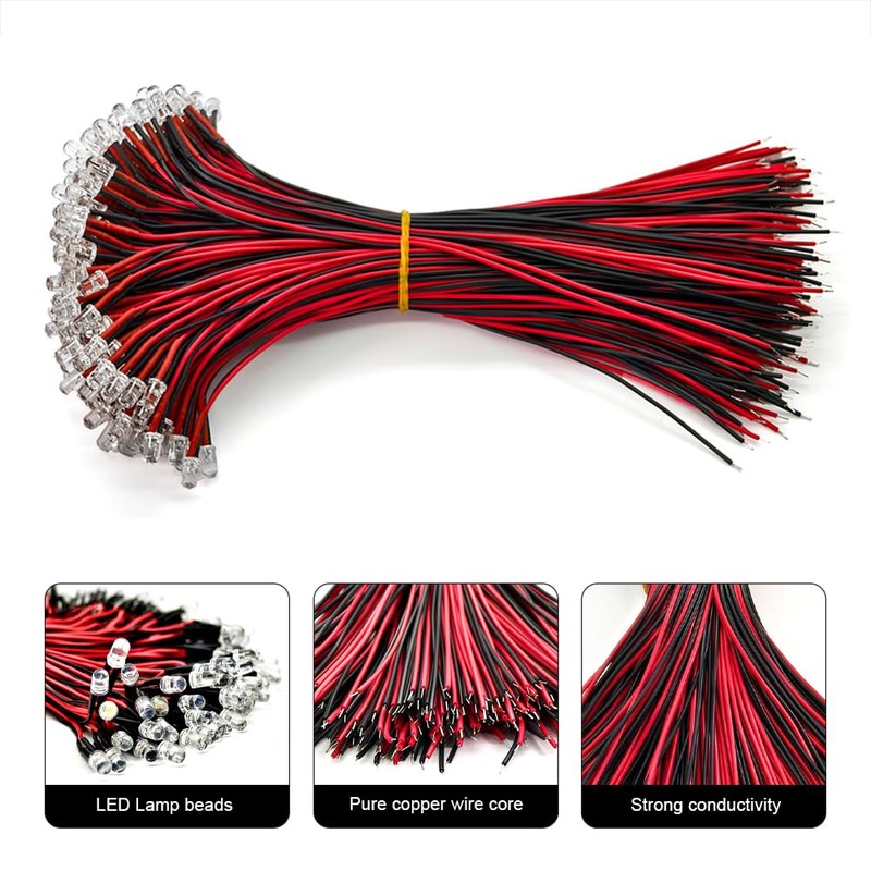 Joycabin Pack of 120 3 mm 12 V Pre-Wired LED