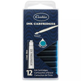 Conklin CK70076 Turquoise Ink Cartridges Clear Case - Pack of 12