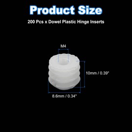 sourcing map 200Pcs 0.32"x0.31" Hinge Dowels, Plastic Dowel Insert for Cabinet Door Hinges Furniture Connections, White