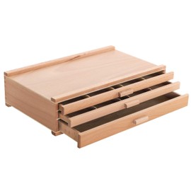 U.S. Art Supply 3-Drawer Artist Wood Pastel, Pen, Marker Storage Box - Elm Hardwood Construction, 5 Compartments per Drawer - Ideal for Pastels, Pens, Pencils, Charcoal, Blending Tools, and More