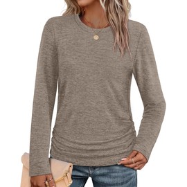 Fall Sweaters for Women 2025 Trendy Long Sleeve Tops Casual Shirts Women's Clothing Winter Fashion Khaki M