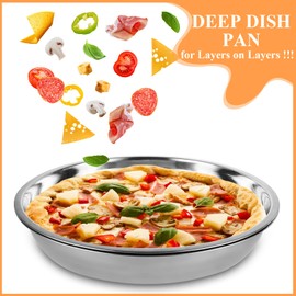 AKOLAFE 6 Pack Deep Dish Pizza Pan 12 Inch Stainless Steel Pizza Pan for Oven Large Pizza Plates Set Round Pizza Baking Sheet Metal Pizza Platter Personal Pizza Trays for Serving Cooking Grilling