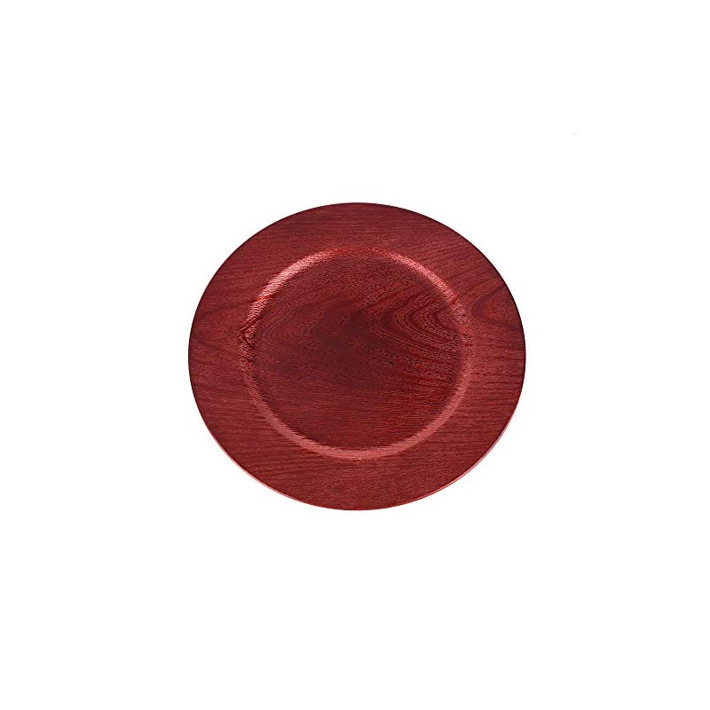 Homeford Plastic Round Charger Plate Wood Grain, 13-Inch (Red)