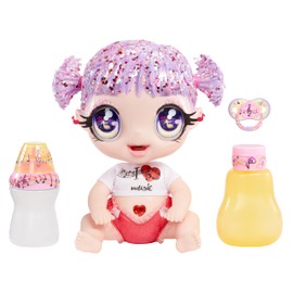 Glitter Babyz MGA Melody Highnote Baby Doll with 3 Magic Colour Changes Through Ice Cold Water, Lavender Glitter Hair, Music Outfit, Nappy, Bottle and Dummy - For Children from 3 Years