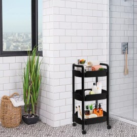 Shopilinc Carrito Organizador 360 Multiusos 3 Niveles Plástico Negro