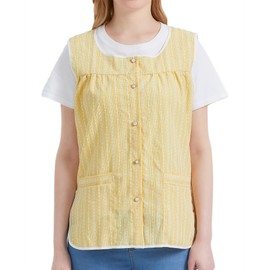 Nanxson Women Cobbler Apron with 2 Patch Pockets,Smock with Buttons for Work Chef kitchen CF3152, Yellow Stripes, Medium