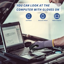 LOCCEF Work Gloves MicroFoam Nitrile Coated-6 Pairs,Endurance Seamless Knit Nylon,Dots on palm,Tacky Dot Grip Gloves