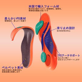 [Yonzo] Insole, No Fatigue, 9.3 - 11.8 inches (23.5 - 30 cm), Shock Absorption, Standing Work, 3D Design, Comfortable, Footwear, Arch Support, Sneakers, Insole, Beautiful Posture, Sweat Absorbent,