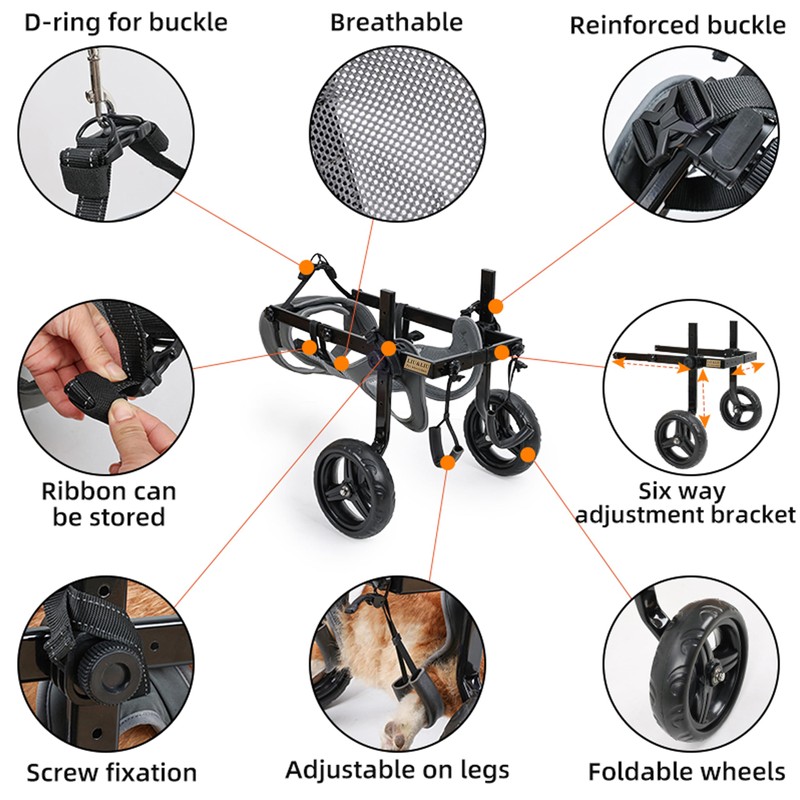 LIU&LIU Adjustable 2 Wheels Pet Wheelchair for Back Legs,Large and