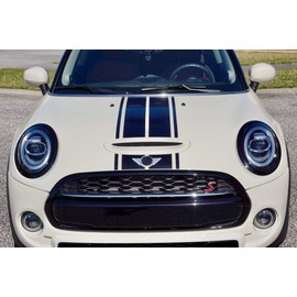 The Pixel Hut gs00343 Black Center Line Hood Stripes for MINI Cooper S Hard Top 2014 to 2024.