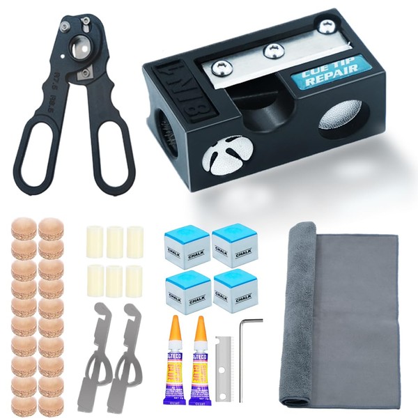 OMTRS 38PCS Pool Cue Tips Repair Kit, 13mm Pool Cue