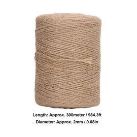 Natural Jute Twine, 984 Feet, 2-Ply 1mm Thin, Brown String for Crafts, Crochet, Wrapping Gifts, Gardening and Christmas Decoration - The Craftsman's Choice