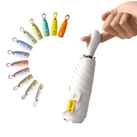 Mini Sun Travel Umbrella Ring handle Coating Layer Fabric Blocking/anti UPF 50 UV Protection 99.9% Compact Folding Purse Umbrella/Lightweight Small Portable Backpack/Rain Sun/Men Women Kids