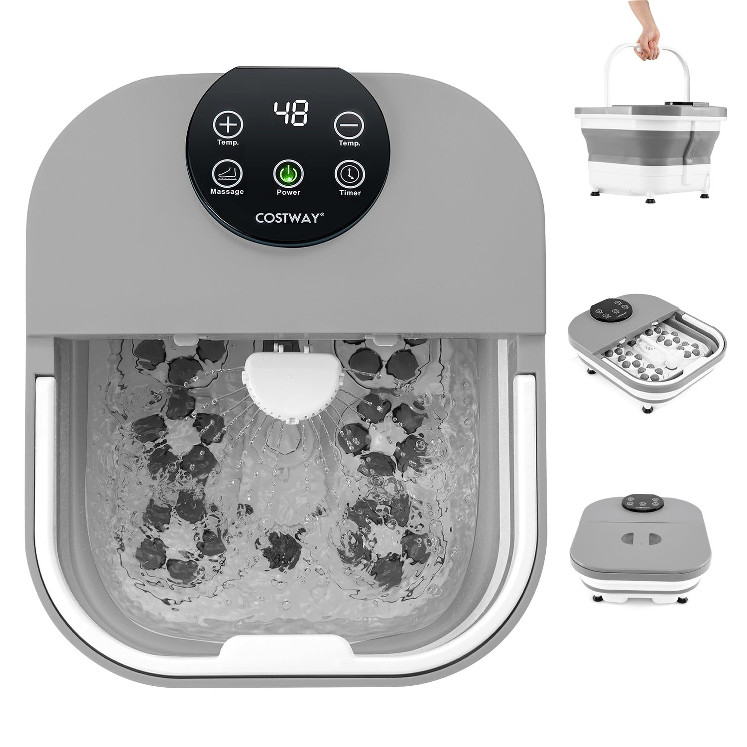 Costway Folding Foot Spa with Heat & Electric Rollers