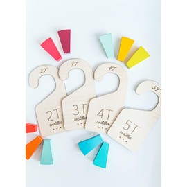 White Loft Toddler Closet Size Dividers Kids Closet Organizer – & Durable Birch Kids Closet Dividers from 2-Years to 5-Years – Timeless Etched Design for Any Kids Decor 2T-5T (Set of 4)