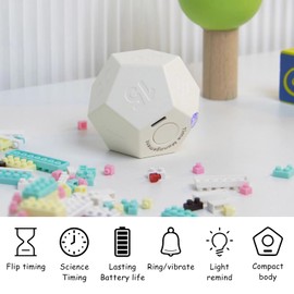 Senbos Mini Cube Timer - Rechargeable Pomodoro Timer with 11 Preset Times, Sound/Vibrate/Light Alarm for Work, Study & Cooking