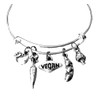 Vegan Charm Bracelet Adjustable Silver Wire Bangle Vegetable Apple Carrot