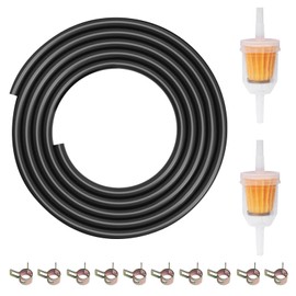 Storystore Fuel Hose 6mm, 2 Meter Rubber Fuel Pipe Fuel Line Set with 2pcs Fuel Filters and 10pcs Hose Clamps for Moto, Scooter, Cars, Tractors, Lawn Mower and Small Engines